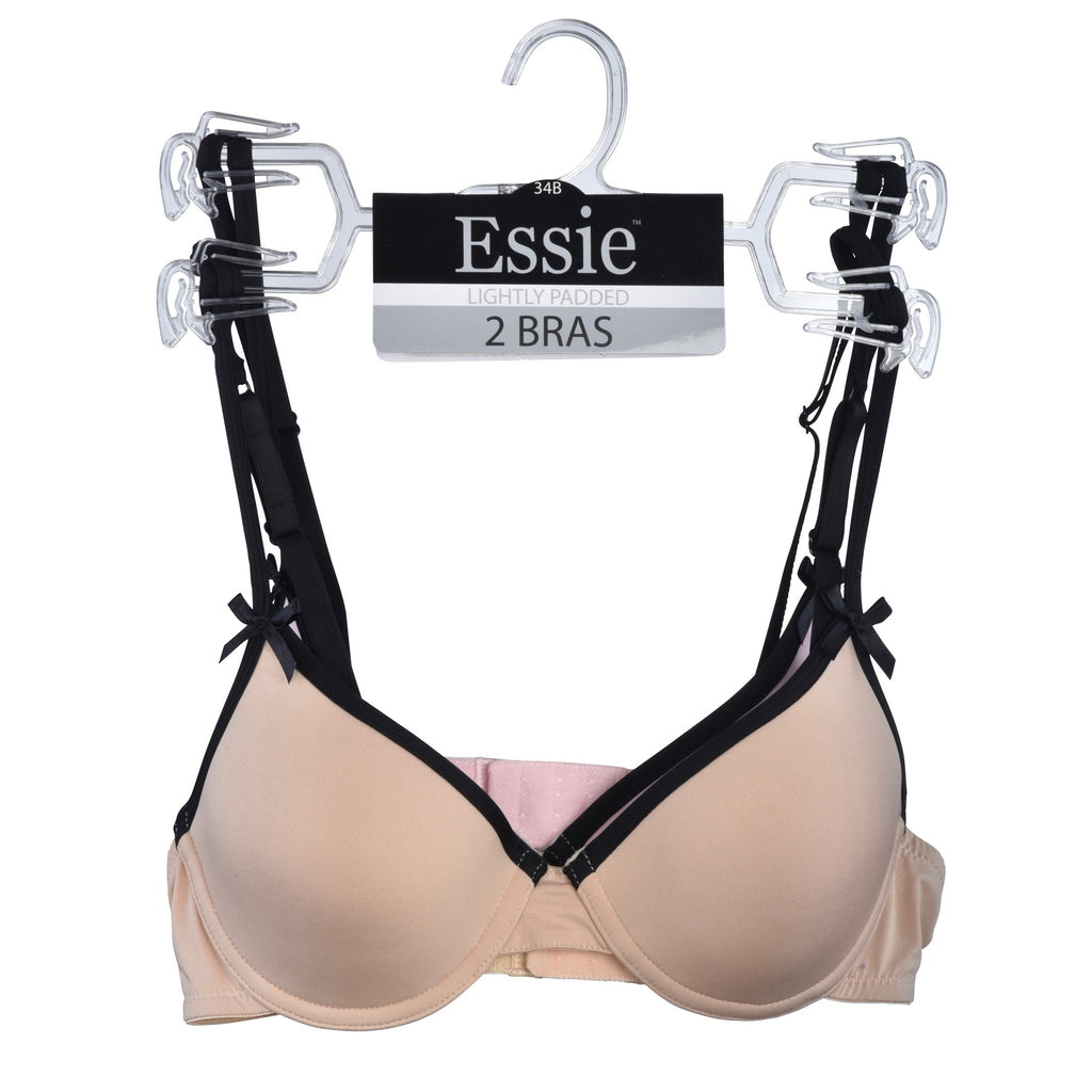 essie Women's T-Shirt Bras Full Coverage Lace 2-Pack Nylon/Spandex Underwire Molded