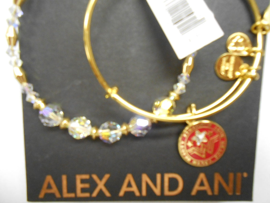 Alex and Ani Women's Wonder Woman Set Of Two Bracelet Shiny Gold One Size