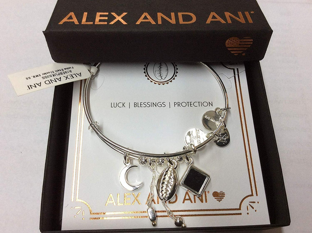 Alex and Ani Women's Puka Shell Cluster Charm Bangle Bracelet, Shiny Silver