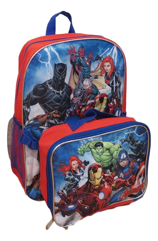 Marvel Avengers 16" Backpack With Detachable Matching Lunch Box Featuring Ant-Man, Black Panther and Other Super Heros