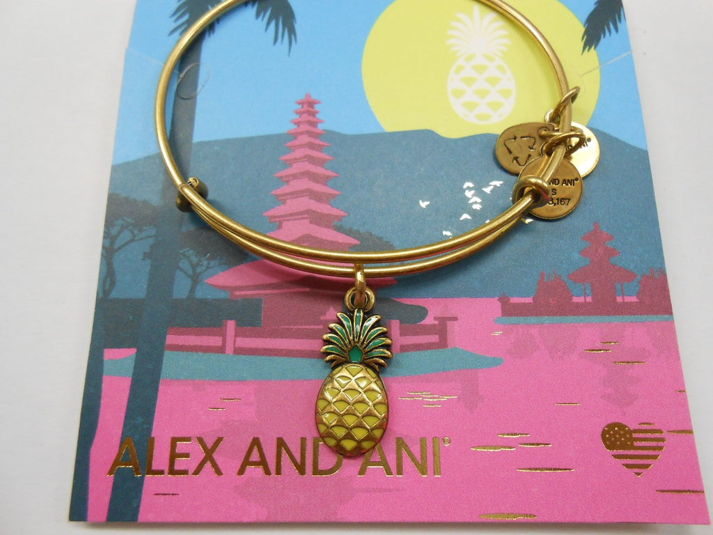 Alex and Ani Women's Color Infusion, Pineapple Bangle Bracelet, Rafaelian Gold, Expandable