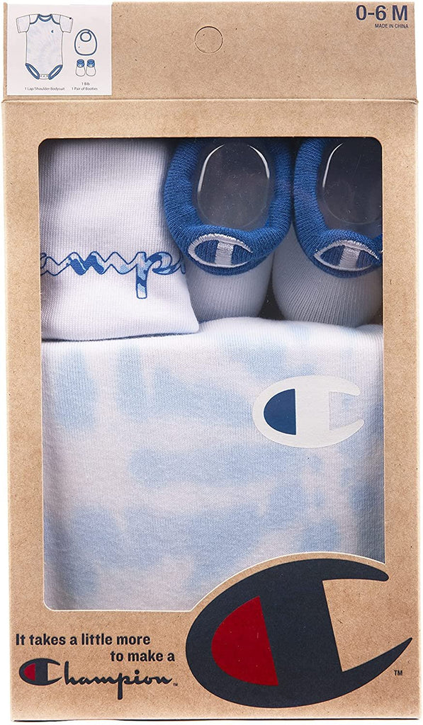 Champion Infant 3-Piece Box Set Includes Body Suit, bib or hat and Booties