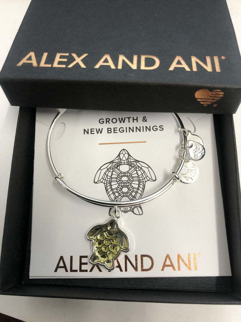 Alex and Ani Crystal Turtle EWB, SS, One Size New with Box