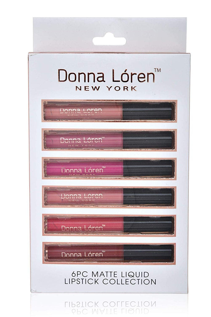 Donna Loren Liquid Lipstick Collection- Matte or Metallic Premium Quality Cruelty-Free 6 Pack Value in Packaging