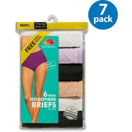 Fruit of the Loom Ladies Microfiber Briefs Women's 7 Pack Size 6-10 SPANDEX