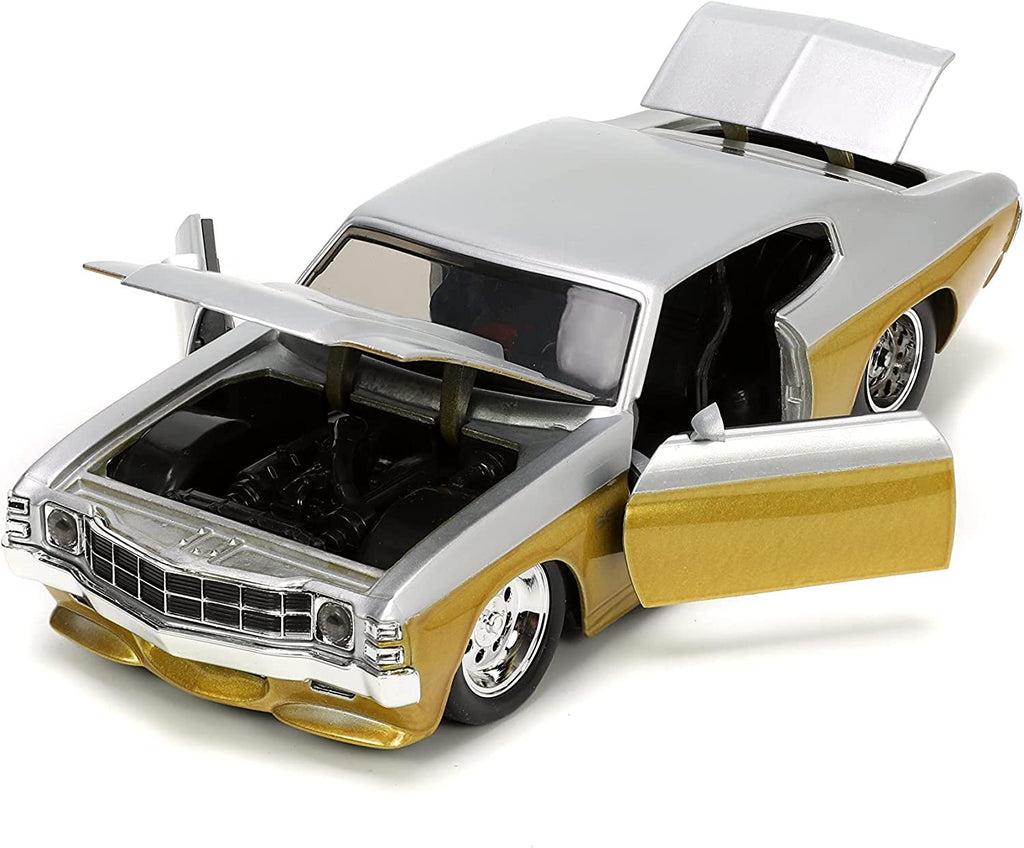 Big Time Muscle 1:24 1971 Chevy Chevelle SS Die-cast Car Silver/Gold, Toys for Kids and Adults