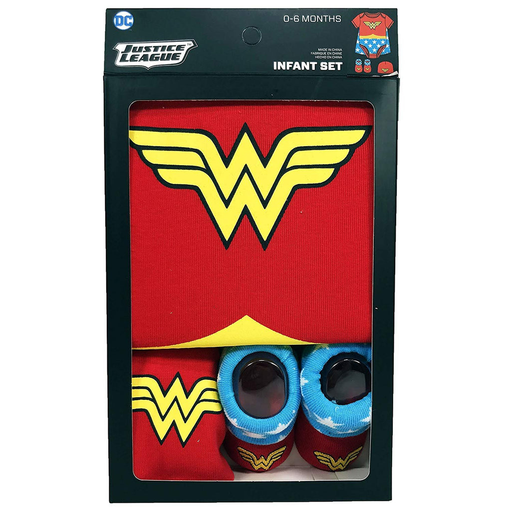 DC Comics Baby Girl's Superman, Wonder Woman, Flash, Batman 3-pc Set in Gift Box Baby Costume