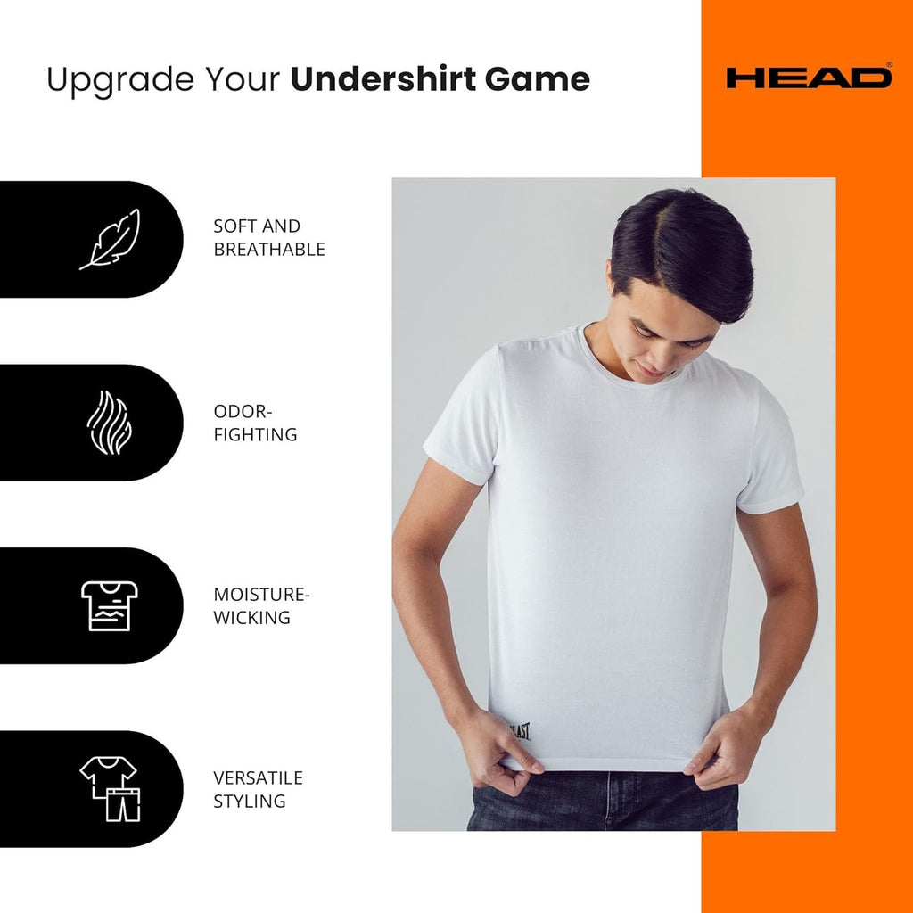 HEAD Men's White Crew Neck Tee 6-Pack - Sizes S-2X