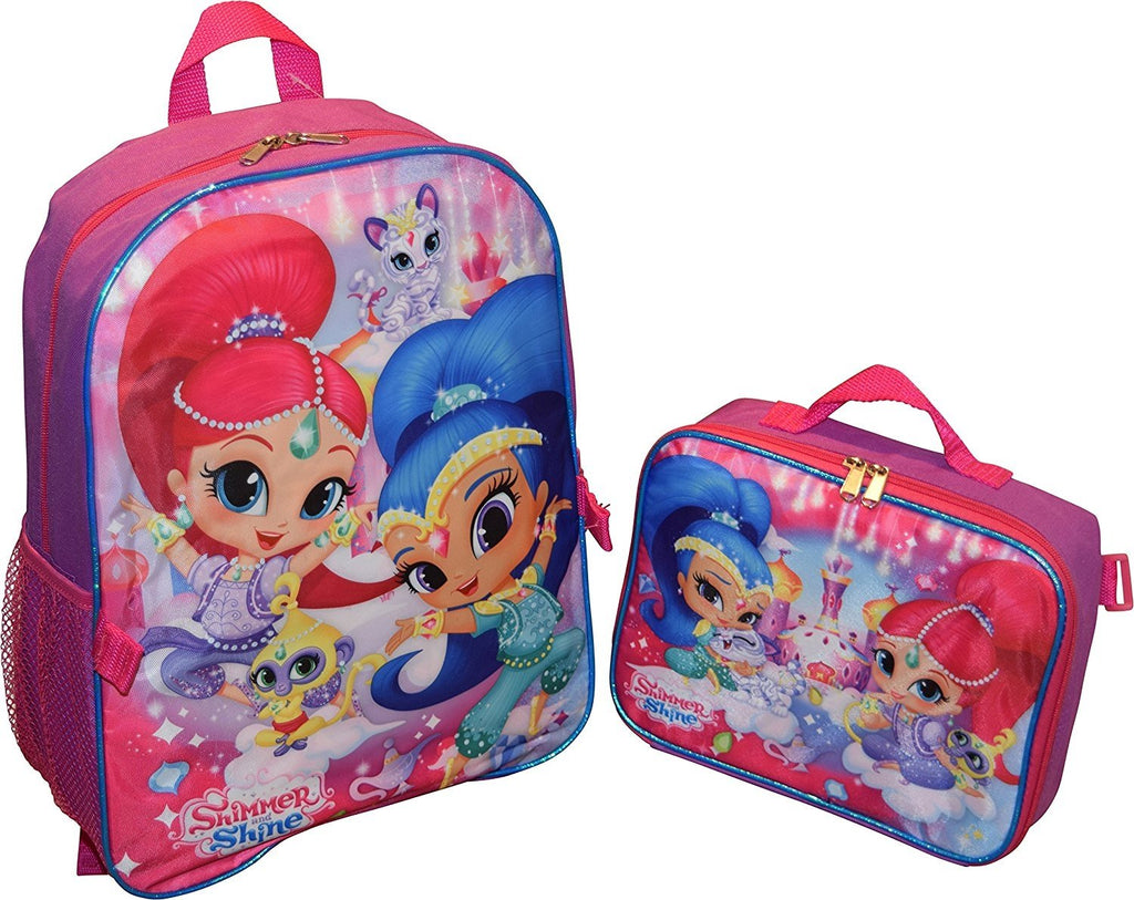 Nickelodeon Girl Shimmer And Shine 16" Backpack With Detachable Matching Lunch Box