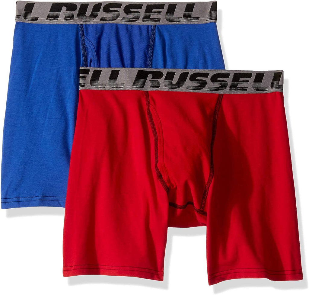 Russell Athletic Men’s Cotton Performance Stretch Boxer Brief Underwear (2 Pack)