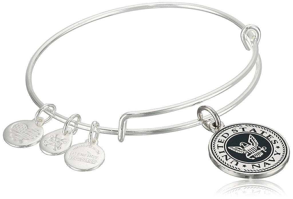 Alex and Ani Armed Forces US Navy Expandable Wire Bangle Charm Bracelet