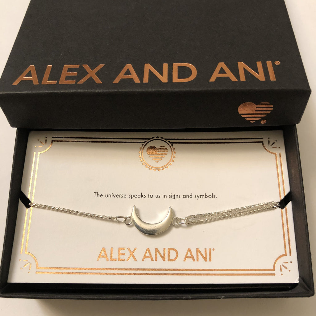 Alex and Ani Women's Pull Chain Bracelet Moon, Sterling Silver