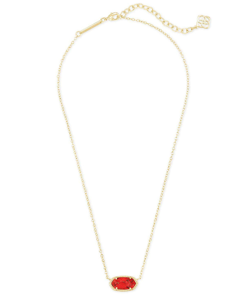 Kendra Scott Signature Elisa Gold Pendant Women's Necklace in Bronze Veined Red Magnesite