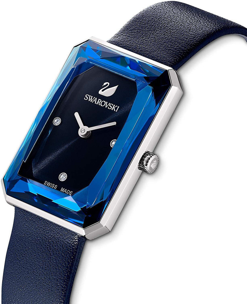 Swarovski Uptown Watch 5547713 Blue Leather Stainless Steel