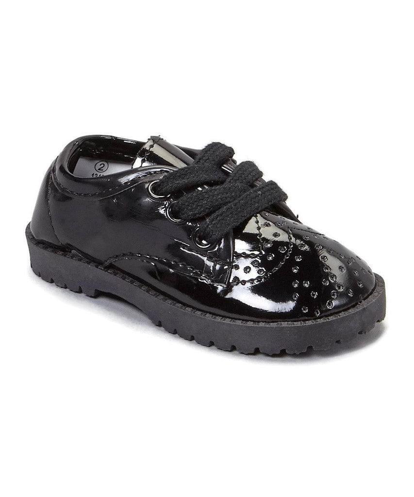 NEW Pitter Patter Boy's Patent Leather Wingtip Laces Oxford Shoes Sizes 1-10