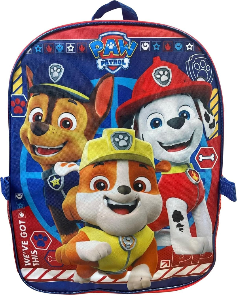 Ruz Paw Patrol Boy's 16 Inch Backpack With Removable Matching Lunch Box Set (Red-Blue)