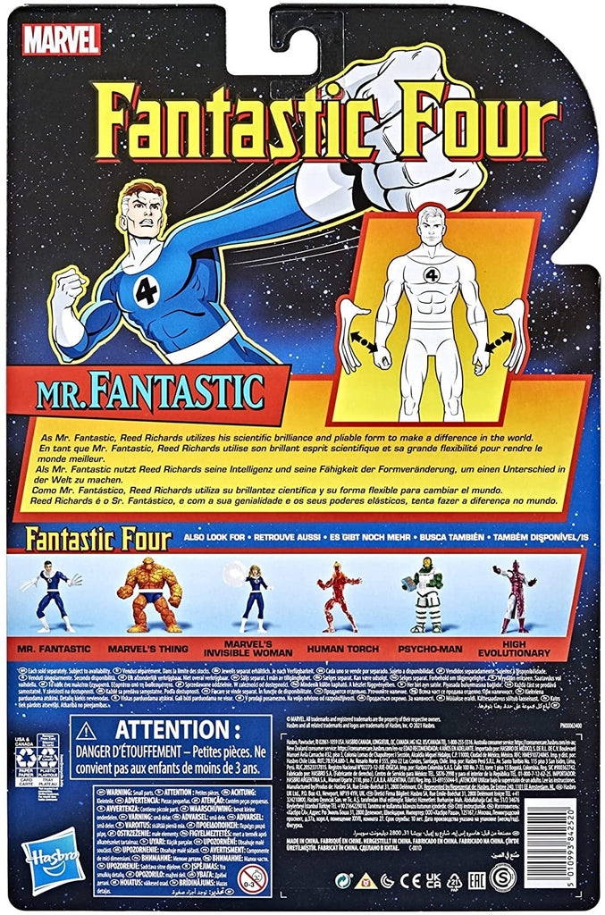 Hasbro Marvel Legends Series Retro Fantastic Four Mr. Fantastic 6-inch Action Figure Toy, Includes 4 Accessories