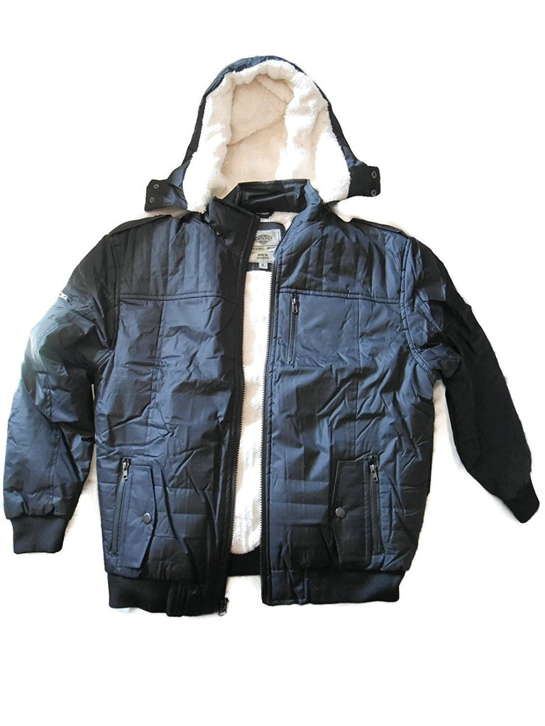 Men's Black Winter Jacket with Faux Fur Insulation