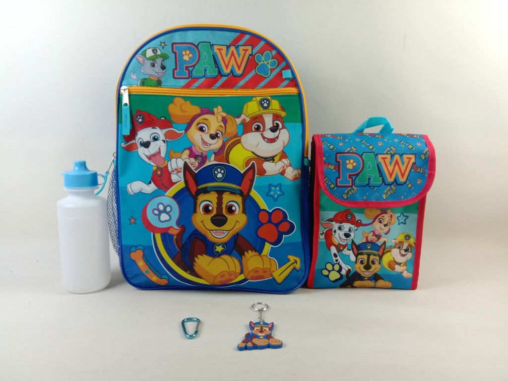 Paw Patrol Boys Backpack, Lunch Bag, Water Bottle 5-Piece Combo Set