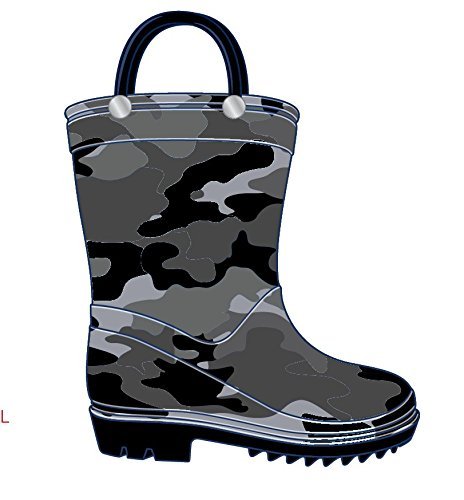 Storm Kidz Kids Boys Camo Rainboots Toddler/Little Kid/Big Kid Sizes Green Gray Blue Camouflage with Handles