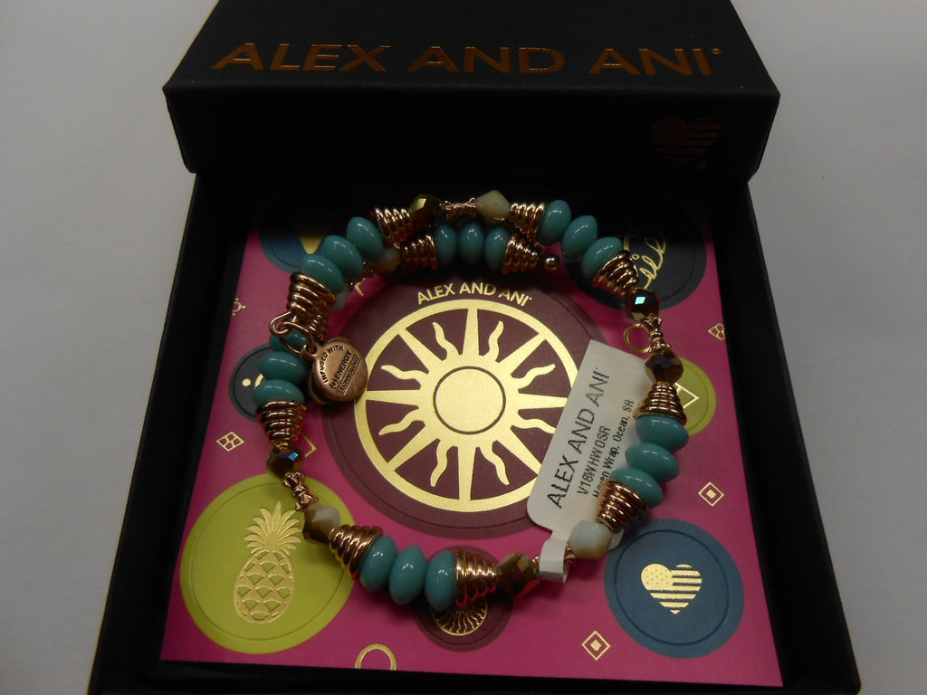 Alex and Ani Women's Haven Wrap, Ocean Bangle Bracelet, Shiny Rose, Expandable