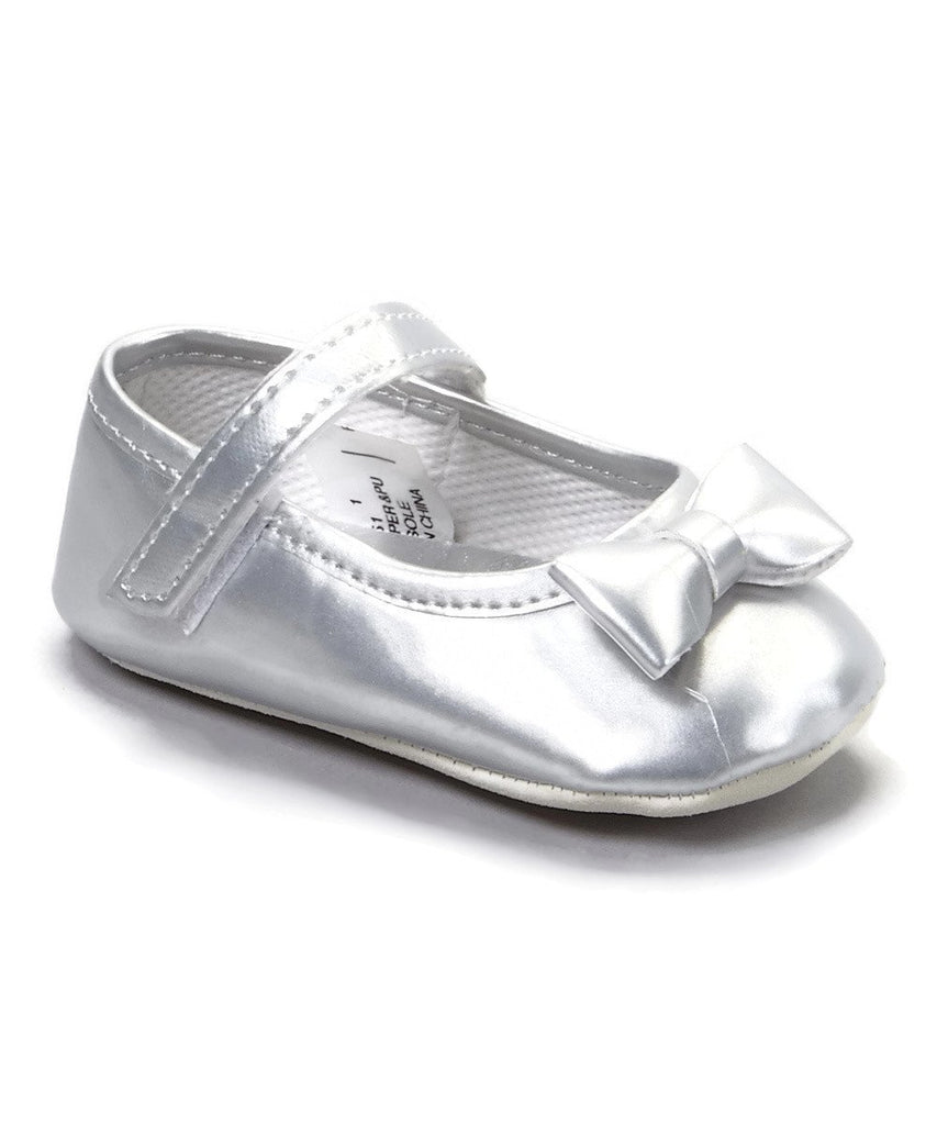 Patent Mary Jane SILVER Crib Shoes- Adorable!  Sizes 0-3- NEW Pitter Patter