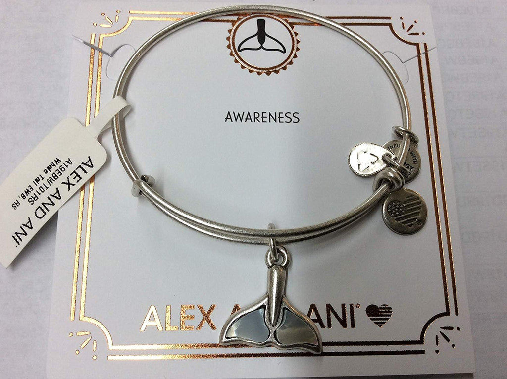 Alex and Ani Whale Tail Bangle Bracelet Rafaelian Silver NWTBC