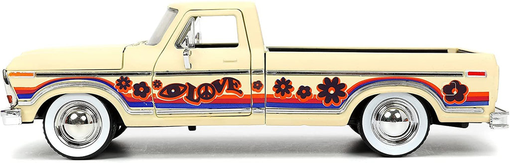 Compatible with 1979 Ford F-150 Pickup Truck Cream I Love 70's 1/24 Diecast Model Car by Jada 31609