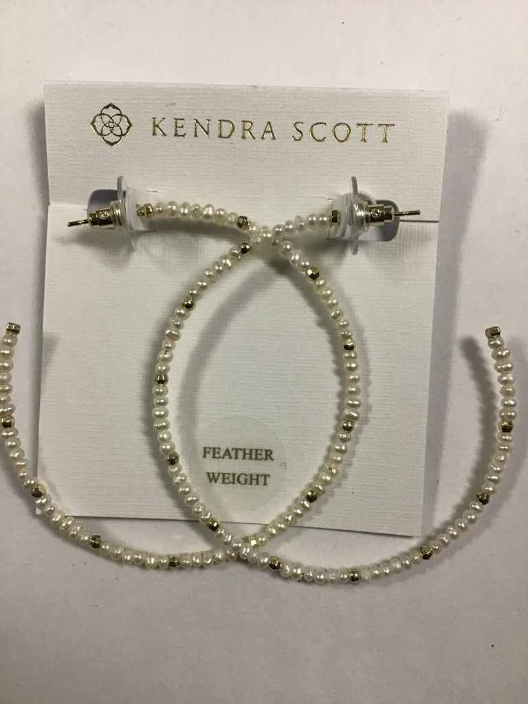 Kendra Scott Scarlet Hoop Earrings, Gold White Pearl