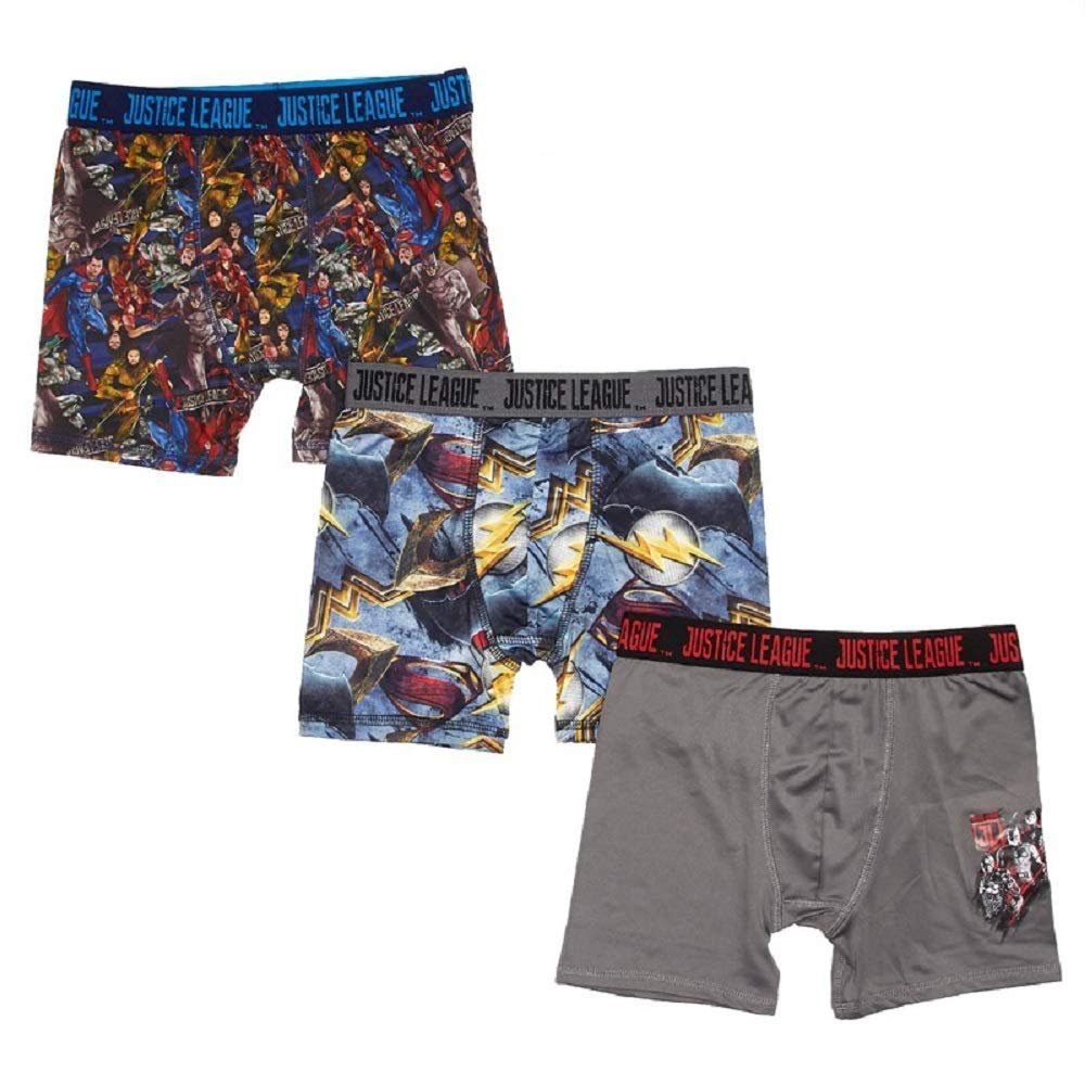 Handcraft Justice League 3-Pack Athletic Boxer Briefs Superman Batman Wonder Woman Flash Sizes 4,6,8