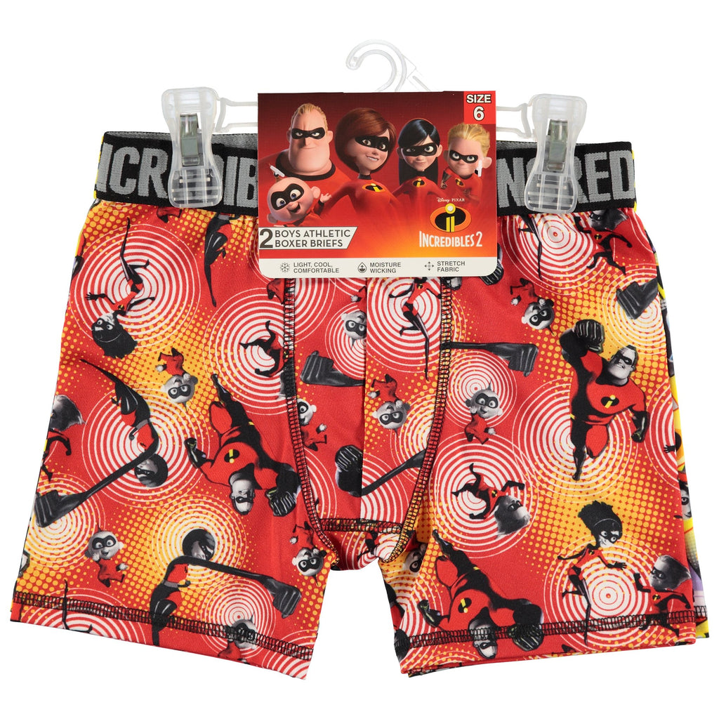 Incredibles 2-Pack Boys Boxer Brief Mr. Incredible Elastigirl Jack-Jack Dash Sizes 6,8 (10)