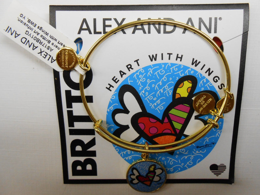 Alex and Ani Womens Heart With Wings Art Infusion Charm Bangle - Romero Britto