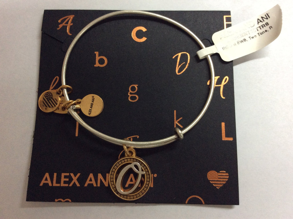 Alex and Ani Women's Initial O Charm Bangle Two-Tone One Size