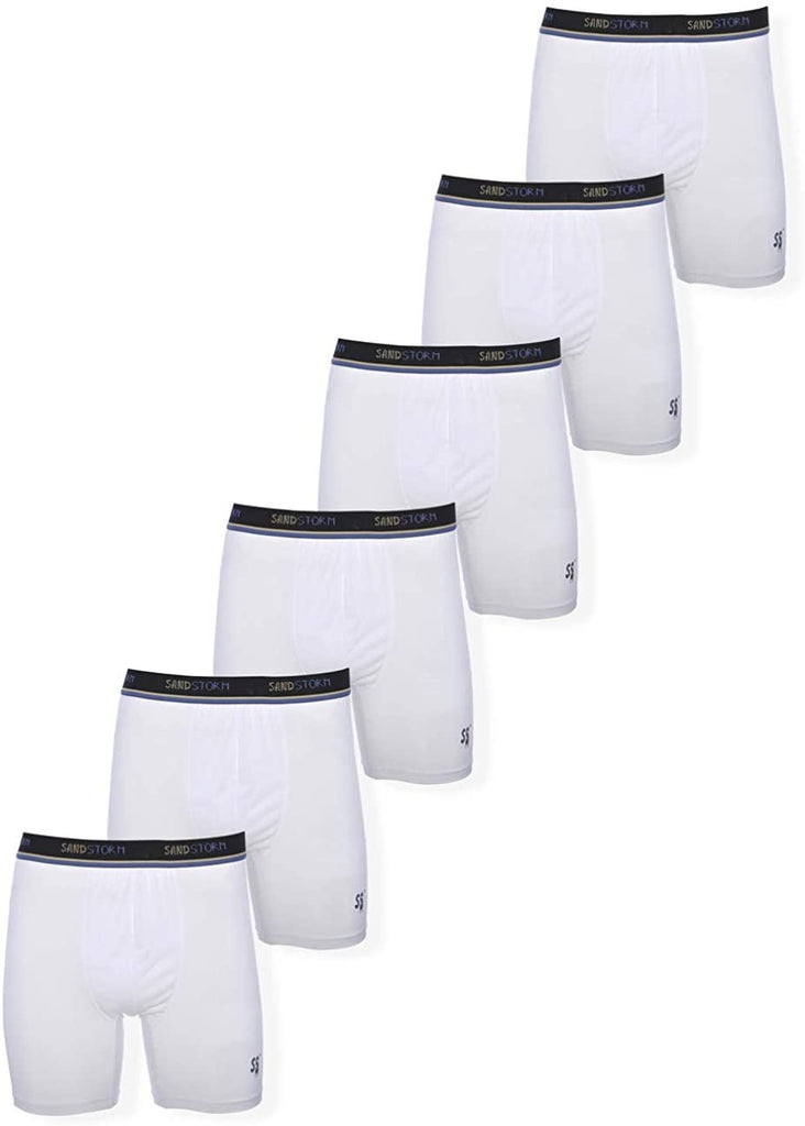 Sand Storm Mens Performance Boxer Briefs - 6-Pack No-Fly Tagless Breathable Underwear S-5XL Regular or Plus Size