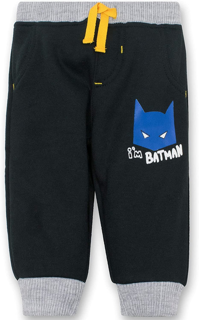 Warner Bros. Batman Baby Boys' 2 Pack Fleece Drawstring Jogger Pants, Black and Grey 3-6 Months