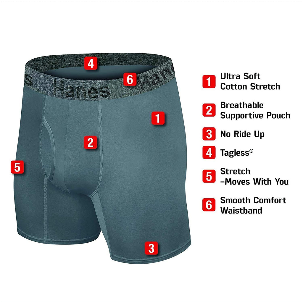 Hanes Men's 5-Pack Sports-Inspired Cool Dri Boxer Brief