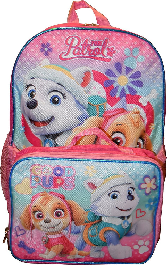 Paw Patrol Girls 15 Inch Backpack with Lunch Kit - Skye and Everest to the Rescue