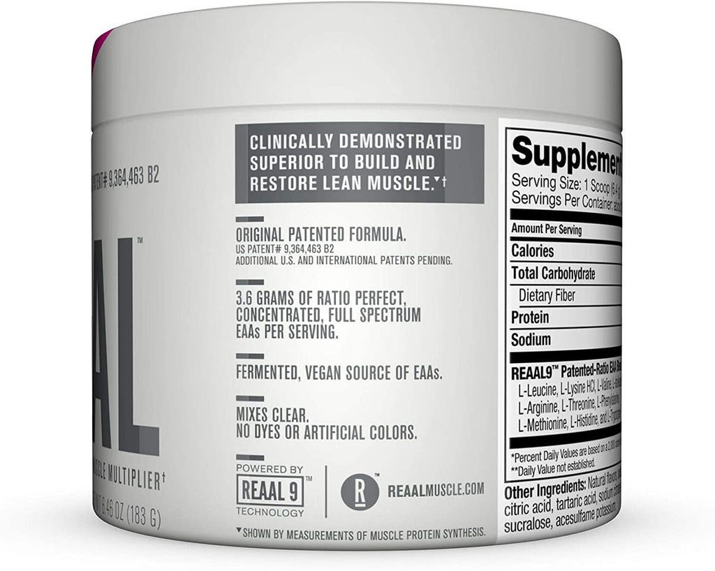 REAAL - REAAL Fuji Grape Powder, Helps Build, Restore, and Maintain Lean Muscle with Essential Amino Acids, Gluten Free, Bloat Free, Lactose Free, Caffeine Free, Vegan, 30 Servings (6.77 Oz)