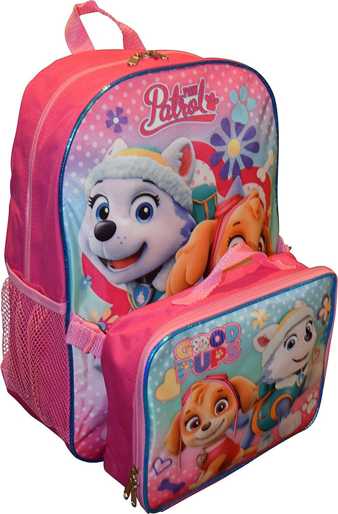 Paw Patrol Girls 15 Inch Backpack with Lunch Kit - Skye and Everest to the Rescue