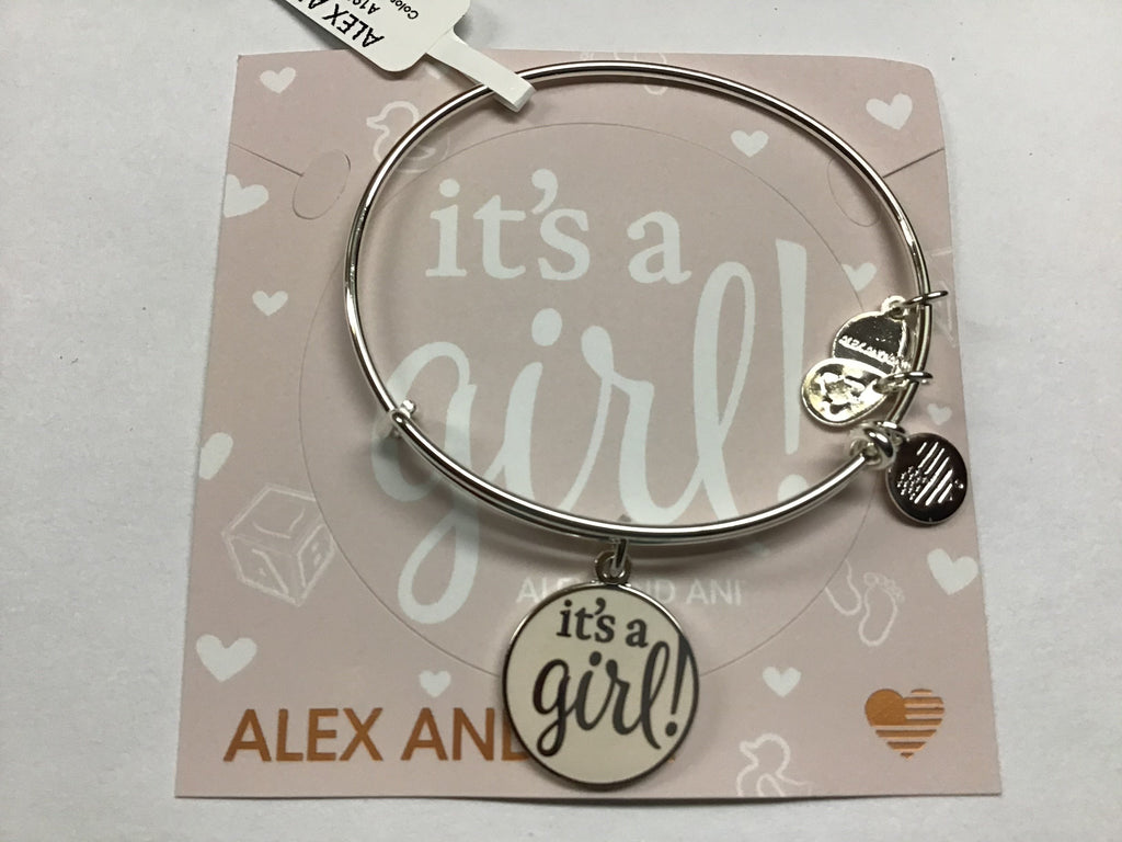 Alex and Ani Women's Color Infusion It's A Girl Bangle Bracelet, Shiny Silver, Expandable