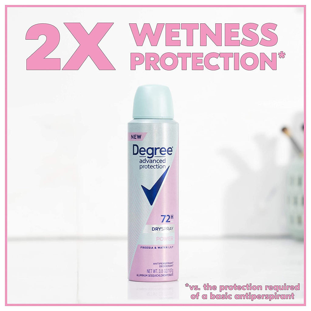 DEGREE WOMENS DEO Advanced Protection Antiperspirant Deodorant Spray 72 HR Wetness Protection Power Strongest Antiperspirant Spray for Excessive Armpit Sweat 3.8 oz 3 Count