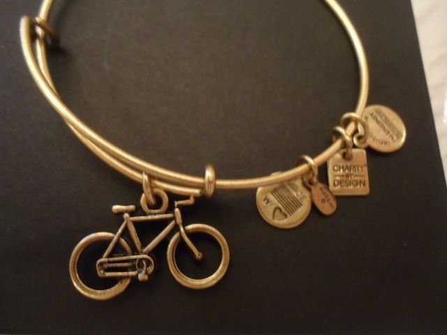 Alex and Ani Women's Charity by Design Bike Charm Bangle Rafaelian Gold Finish Bracelet
