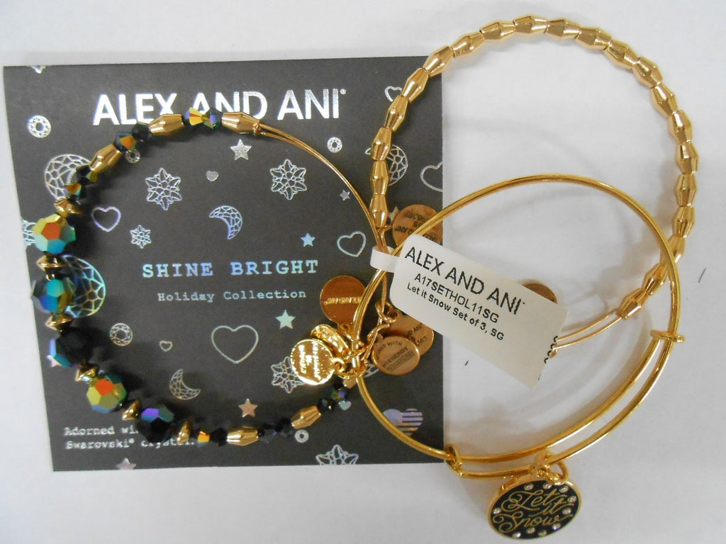 Alex and Ani Womens Let It Snow Set of 3 Bracelet