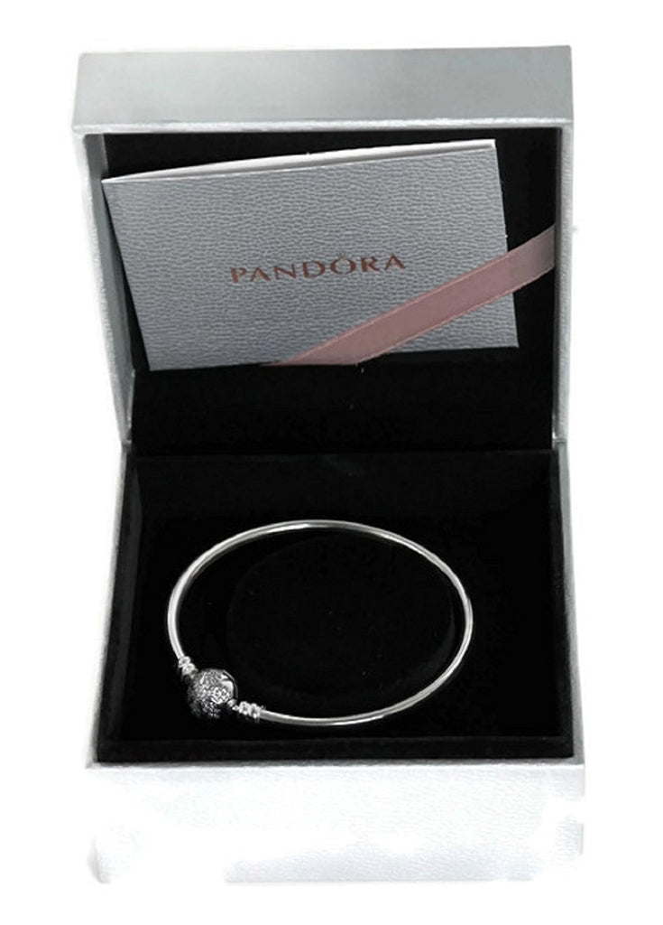 Pandora Unique Snowflake Clasp Ltd Edition Bangle Clear CZ USB796619/7.5 in