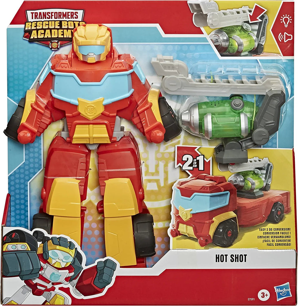 Transformers Playskool Heroes Rescue Bots Academy Rescue Power Hot Shot Converting Toy Robot, 14-Inch Collectible Action Figure Toy for Kids Ages 3 and Up