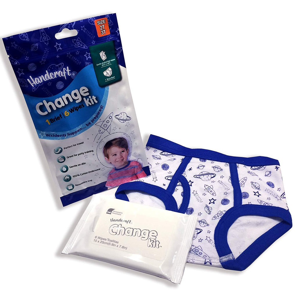 Handcraft Baby Toddler Kids 3-Pack Emergency Kit with Underwear + Wipes for Boy Or Girl