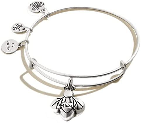 Alex and Ani Connections Expandable Bangle for Women, Love Symbols Charms, Rafaelian Finish, 2 to 3.5 in