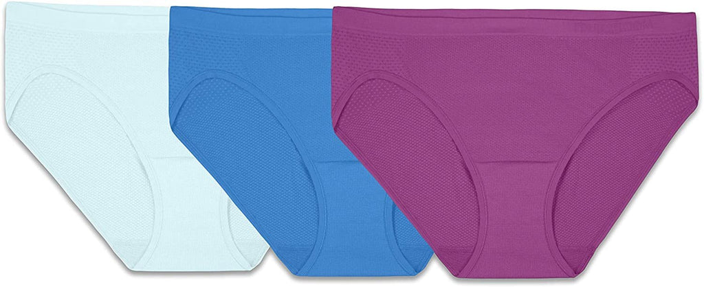 Fruit of the Loom Women's Underwear Breathable Panties (Regular & Plus Size), Bikini - Seamless Mesh - 3 Pack, 5