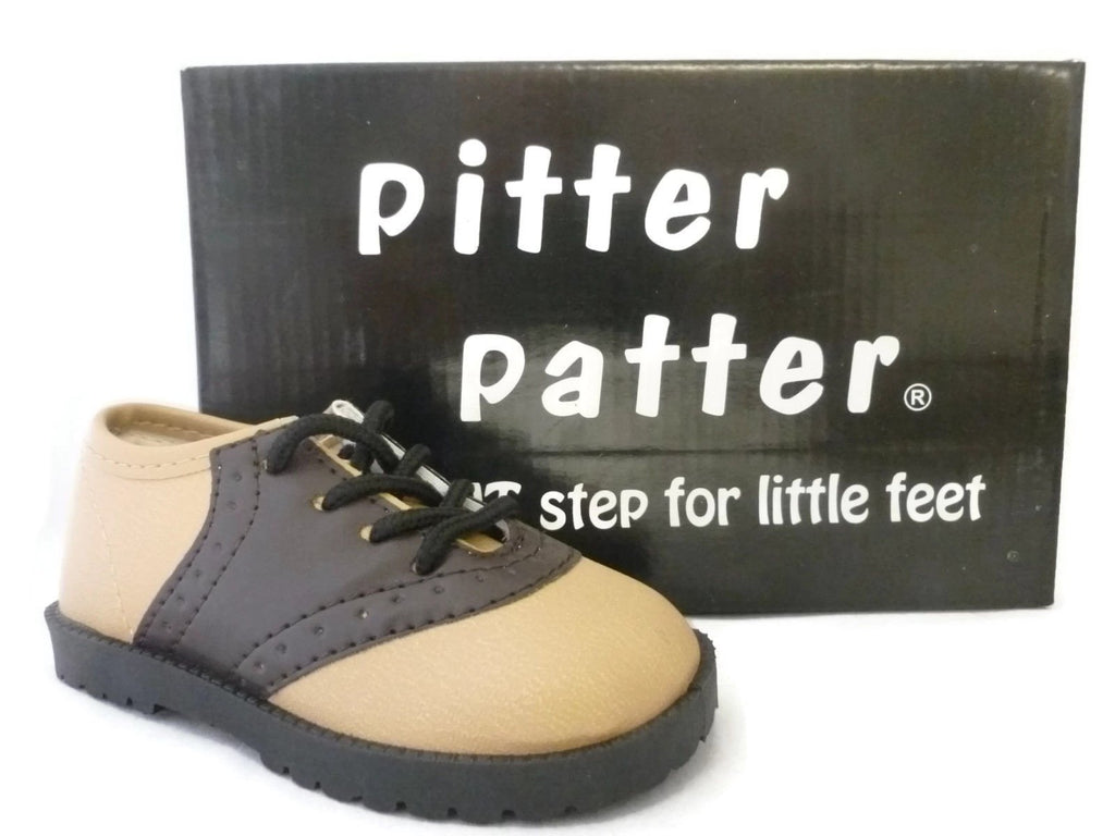 Pitter Patter Brown and Beige Saddle Shoes Laces Infant/Toddler Sizes 1-10 NEW