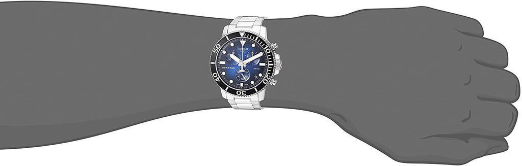 Tissot Men's Seastar Swiss Quartz Sport Watch with Stainless Steel Strap, Silver, 22 (Model: T1204171104101)